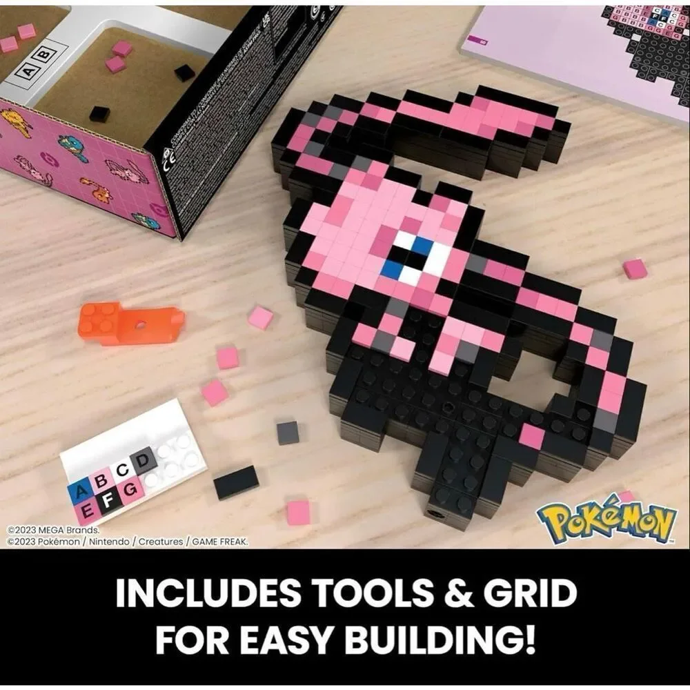 Mega Bloks Pokemon Pixel Art Mew 434 Piece Building Block Set‎ HWR80 NEW